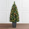 4 ft B/O Potted Cascade Pine Tree. 100 Tips, 100 Warm White LED Lights, Plastic Pot (3 x D Batteries not Included), 6/18 Hours On/Off Timer Function view 3
