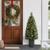4 ft B/O Potted Cascade Pine Tree. 100 Tips, 100 Warm White LED Lights, Plastic Pot (3 x D Batteries not Included), 6/18 Hours On/Off Timer Function view 4