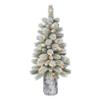 3.5 ft B/O Potted Flocked Norwegian Pine Tree, 91 Tips, 50 Warm White LED Lights (3 x AA Batteries not Included), 6/18 Hours On/Off Timer Function view 1