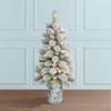 3.5 ft B/O Potted Flocked Norwegian Pine Tree, 91 Tips, 50 Warm White LED Lights (3 x AA Batteries not Included), 6/18 Hours On/Off Timer Function view 3