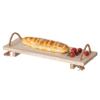 Decorative Natural Wood Serving Board Tray with Rope Handles, Wooden Charcuterie Platter, Cheese and Cracker Tray, Acacia Wood Kitchen Counter Tray view 1