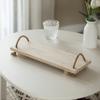 Decorative Natural Wood Serving Board Tray with Rope Handles, Wooden Charcuterie Platter, Cheese and Cracker Tray, Acacia Wood Kitchen Counter Tray view 3