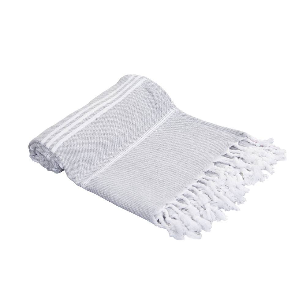 Grey Stylish 1 Piece Beach Towel Oversized, 100-Percent Turkish Cotton Material, Fringe Detail, Absorbent Weave | All Season Stripped Pattern Extra Soft Plush, Pretty Silver Shade, Highly Durable