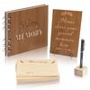 Creawoo Wooden Funeral Guest Book for Memorial Service Celebration of Life Decorations, Hardcover In Loving Memory Guestbook Set with White Pages, Included Share a Memory Cards, Table Sign, Pen (8.5") view 1