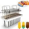 20PCS Stainless Steel Popside Molds Kit Ice Pop Makers with Rack,Portable Silver Commercial Ice Pop Molds Ice Cream Maker Mold Stick Holder w/Cleaning Brush & Wooden Sticks view 1