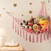 Stuffed Animal Storage Hammock Corner with LED Light - Toy Hanging Organizer Plushie Net - Pink Room Decor for Teen Girls - Cute Bedroom Aesthetic Nursery Kids Baby Toddler view 2
