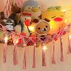 Stuffed Animal Storage Hammock Corner with LED Light - Toy Hanging Organizer Plushie Net - Pink Room Decor for Teen Girls - Cute Bedroom Aesthetic Nursery Kids Baby Toddler view 3
