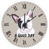 French Bulldog A Good Day Wall Clock 15in Dog Lovers Gift Wooden Wall Clock Whisper Quiet Arts and Crafts Birthday Gift Home Accessories for Mantel Study Room Homeschool Balcony view 1