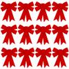 KIMOBER 12PCS Red Christmas Bows,Small PVC Velvet Christmas Wreath Bows for Xmas Tree Garland Party Decoration(6.3 x 5.5 Inches) view 1