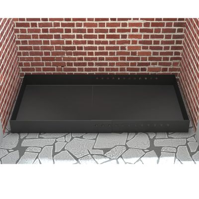 Flehomo Adjustable Fireplace Tray, Expandable Ash Pan for Ash Collection, Galvanized Steel Ember Holder Fireplace Pan with Powder Coating, Nuts and Bolts Included, Black, Rectangle