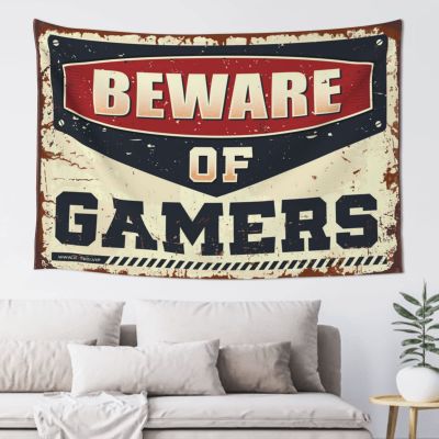 Tapsterys Wall Beware of Gamers Tapestry Bed Room. Decorations Mens Decor for Home (Size : 100X150CM)