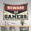 Tapsterys Wall Beware of Gamers Tapestry Bed Room. Decorations Mens Decor for Home (Size : 100X150CM) view 3