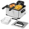 ORALNER Deep Fryer with Basket, Electric Deep Fryer w/View Window, 3 Frying Baskets, Cool Touch Handle, 21-Cup/5.3Qt Oil Fryer w/Timer, Adjustable Temperature, Home Deep Fat Fryers, Silver (5.3 QT) view 1