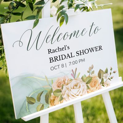 Custom Bridal Shower Sign with Stand, Personalized Bridal Shower Welcome Yard Sign for Indoor and Outdoor Use, 24" W x 18"H (Bridal Shower Design B)