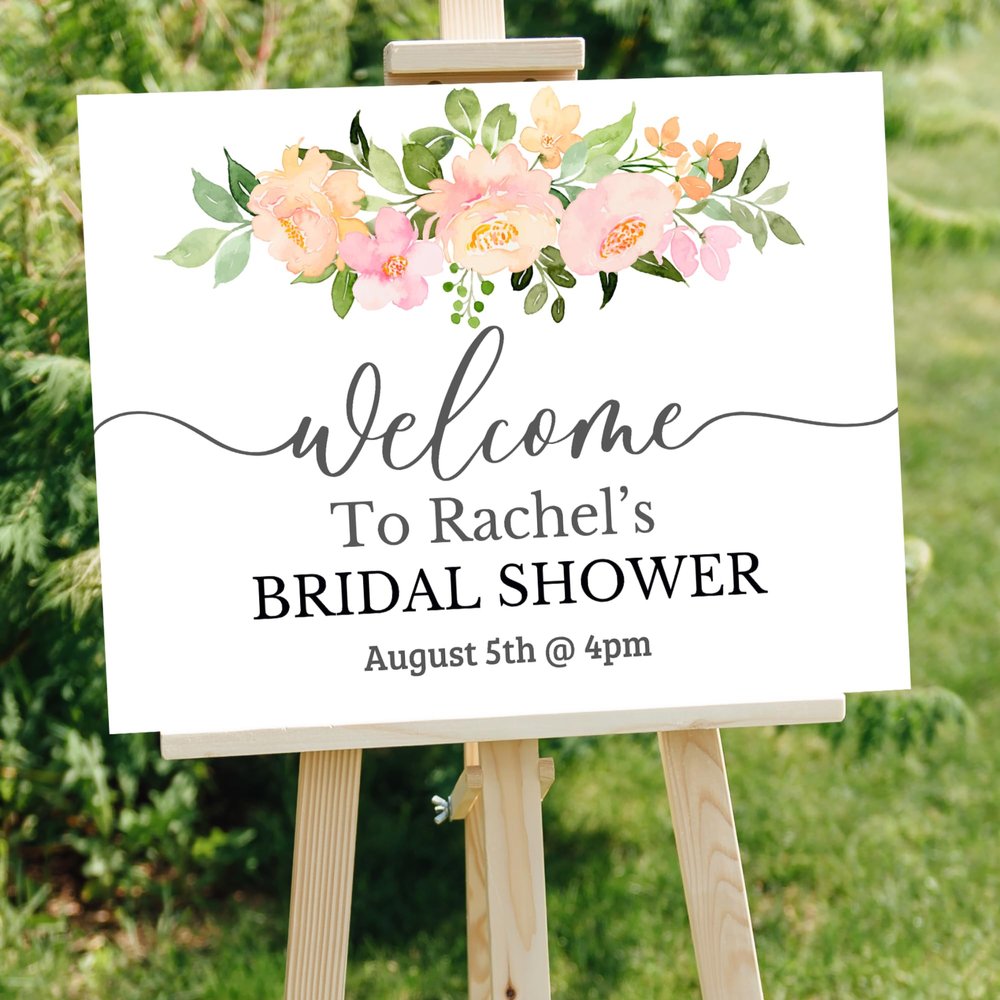Custom Bridal Shower Sign, Personalized Bridal Shower Welcome Yard Sign for Indoor and Outdoor Use, 24" W x 18"H (Bridal Shower Design A)