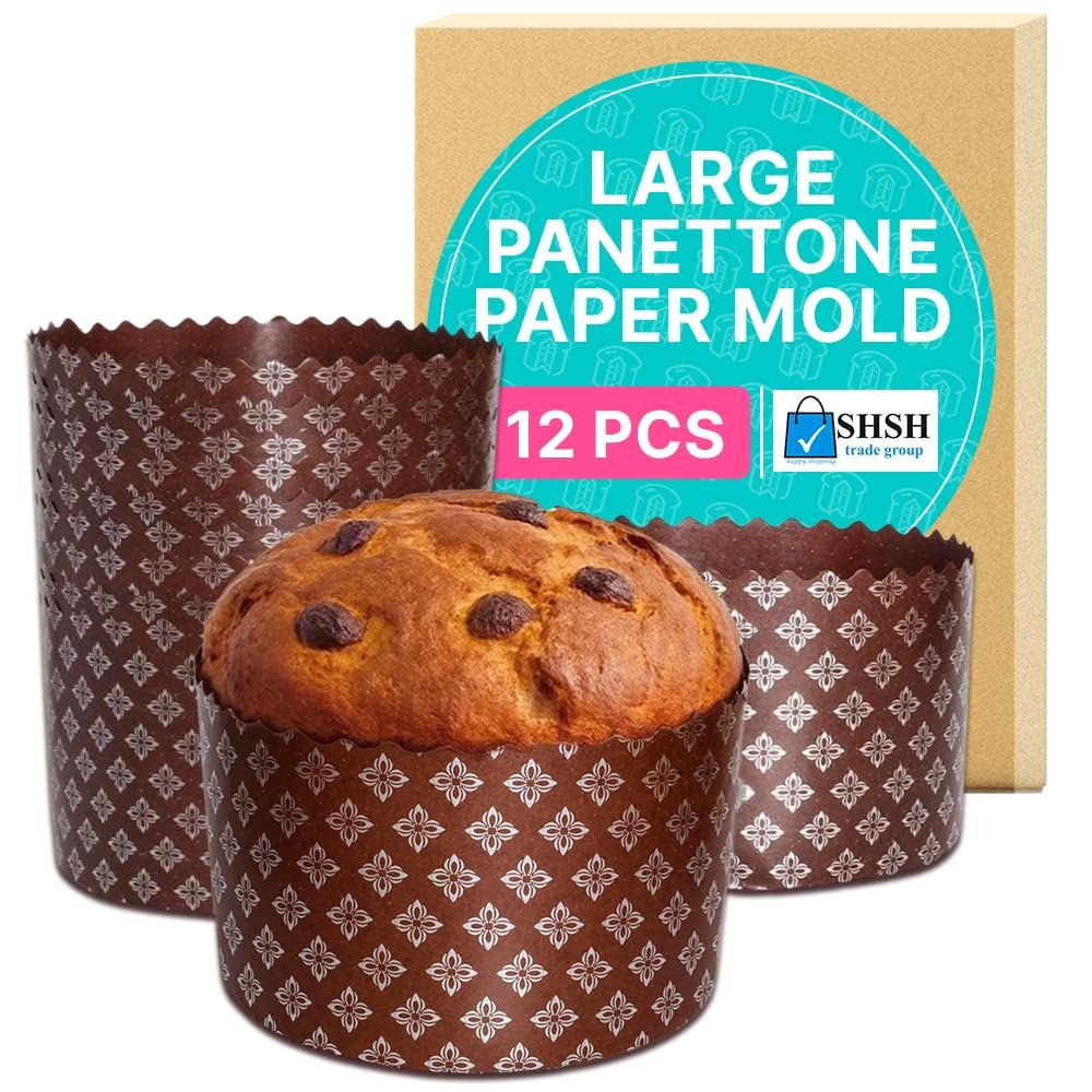 12 oz Easter Bread Forms Paska Mold Kulich |12 pcs| Easter Bread Paper Mold Panettone Paper - Panettone Paper Baking Molds Universal Brown Design