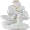 Stone Sai Baba Murti Marble Idol Statue for Pooja - 8 Inch Large Big Size, White view 1