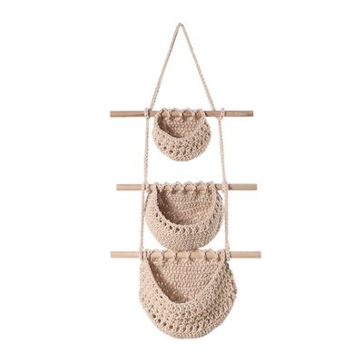Household Hanging Basket Multi-function Decorative Vegetable Storage Basket Premium Rope Breathable Design for Kitchen Living Room