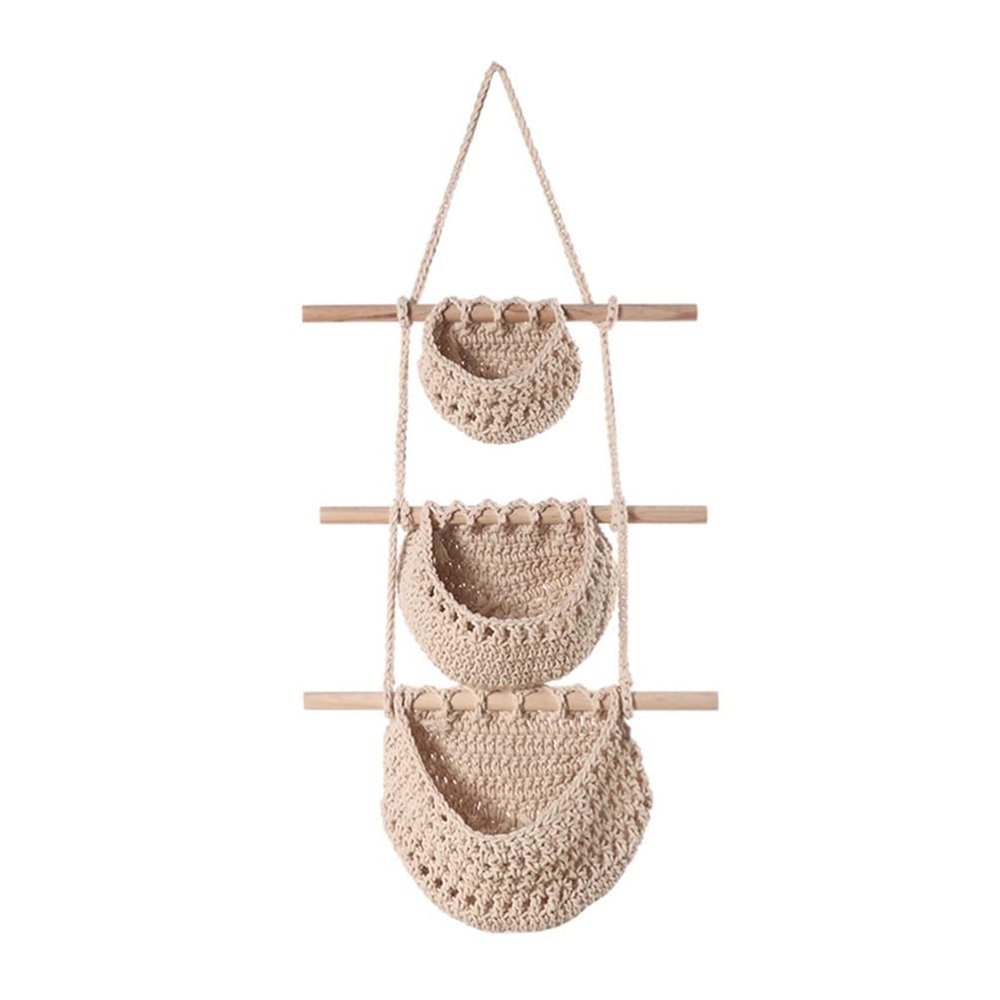 Household Hanging Basket Multi-function Decorative Vegetable Storage Basket Premium Rope Breathable Design for Kitchen Living Room