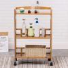 3-Tier Bamboo Storage Cart, Kitchen Utility Cart on Wheels with Storage Shelf Rack,Tiered Shelf Rolling Cart for Kitchens, Living Rooms, Bedrooms view 1