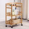 3-Tier Bamboo Storage Cart, Kitchen Utility Cart on Wheels with Storage Shelf Rack,Tiered Shelf Rolling Cart for Kitchens, Living Rooms, Bedrooms view 2