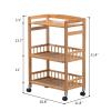 3-Tier Bamboo Storage Cart, Kitchen Utility Cart on Wheels with Storage Shelf Rack,Tiered Shelf Rolling Cart for Kitchens, Living Rooms, Bedrooms view 4