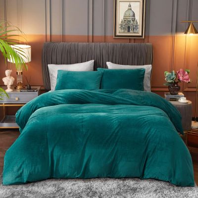 Ivellow Velvet Flannel Duvet Cover King Size Peacock Blue Duvet Cover King Velvet Comforter Cover Set Ultra Soft Breathable Cozy Velour Duvet Cover Solid Luxury Bedding Set Zipper Closure Corner Ties