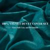 Ivellow Velvet Flannel Duvet Cover King Size Peacock Blue Duvet Cover King Velvet Comforter Cover Set Ultra Soft Breathable Cozy Velour Duvet Cover Solid Luxury Bedding Set Zipper Closure Corner Ties view 4
