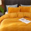 Ivellow Velvet Flannel Duvet Cover King Size Gold Comforter Cover Set Ultra Soft Breathable Cozy Velour Solid Luxury Bedding Set Zipper Closure Corner Ties view 3