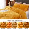 Ivellow Velvet Flannel Duvet Cover King Size Gold Comforter Cover Set Ultra Soft Breathable Cozy Velour Solid Luxury Bedding Set Zipper Closure Corner Ties view 4