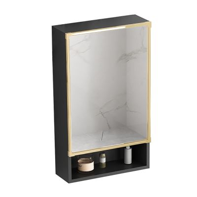 Wall Mount Bathroom Mirror Cabinet Medicine Cabinet Hanging Cabinet with Mirror Door Bathroom Wall Mirror Cabinet 15.7 * 23.5 INCH Black/White/Gray Aluminum Alloy