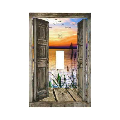 Sunset Beach 1 Gang Light Switch Plate Decorative Single Toggle Wall Plate Cover Electrical Switchplate Faceplate for Bathroom Bedroom Room Decorate 5" x 3 Jumbo Size