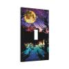 1-Gang Electrical Single Toggle Device Wallplate Purple Fantasy Full Moon Phase Starry Sky Lake Nature Moonlight Stars in Night Sky Tree Forest Mountain Light Switch Face Plate Decorative Outlet Cover view 2