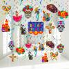 30 pcs Day of The Dead Foil Swirls Decorations Halloween Sugar Skull Flowers Ceiling Hanging Swirls Dia de Los Muertos Party Favors Supplies for Halloween Birthday Skull Mexican Party (Novel Style) view 1