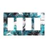 Turquoise Teal Blue Flower 4 Gang Quad Rocker Light Switch Cover Plate Decorative Electrical Faceplate for Bathroom Home Bedroom Decorate Jumbo Size Screwless 8.3" x 4.6 view 1