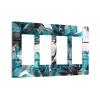 Turquoise Teal Blue Flower 4 Gang Quad Rocker Light Switch Cover Plate Decorative Electrical Faceplate for Bathroom Home Bedroom Decorate Jumbo Size Screwless 8.3" x 4.6 view 2