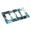 Turquoise Teal Blue Flower 4 Gang Quad Rocker Light Switch Cover Plate Decorative Electrical Faceplate for Bathroom Home Bedroom Decorate Jumbo Size Screwless 8.3" x 4.6 view 3