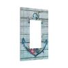 Nautical Anchor Board 1 Gang Single Decorator/GFCI/Decora/Rocker Electrical Outlet Light Switch Wall Plate Cover Coastal Beach Rustic Timeworn Marine Teal Turquoise Blue Wooden Wood Planks Decor view 2