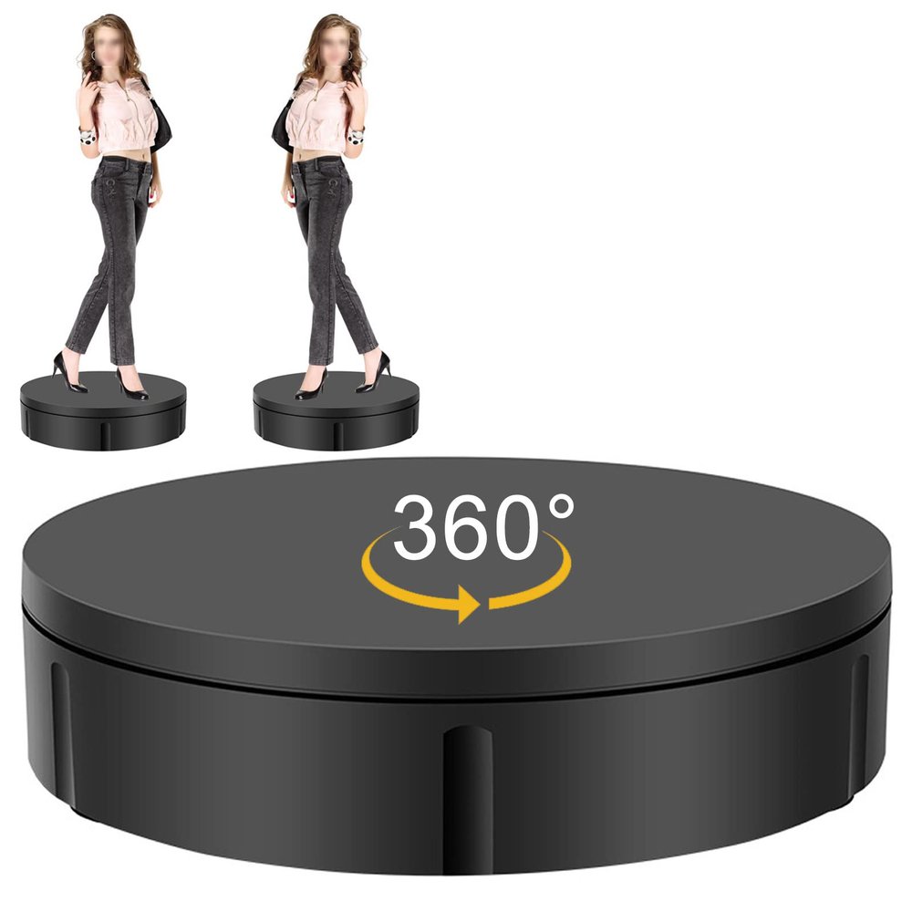 FONOBO Motorized Rotating Display Stand 360 Electric Turntable with 5 PVC Backgrounds, 330Lb Load for Display Heavy Duty Product,Black