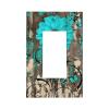 Rustic Turquoise Blue Floral Dahlia Daisy 1 Gang Single Decorator/GFCI/Rocker/Decora Outlet Light Switch Wall Plate Cover Farm house Country Teal Flower Butterfly Bathroom Restroom Decor Accessories view 1
