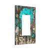 Rustic Turquoise Blue Floral Dahlia Daisy 1 Gang Single Decorator/GFCI/Rocker/Decora Outlet Light Switch Wall Plate Cover Farm house Country Teal Flower Butterfly Bathroom Restroom Decor Accessories view 2