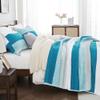 Andency Teal and White Striped Quilt Set Cal King(104x112Inch), 3 Pieces (1 Quilt and 2 Pillowcases) Patchwork Bedspread Coverlet Set, Soft Lightweight Quilted Bedding Set view 2