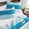 Andency Teal and White Striped Quilt Set Cal King(104x112Inch), 3 Pieces (1 Quilt and 2 Pillowcases) Patchwork Bedspread Coverlet Set, Soft Lightweight Quilted Bedding Set view 3
