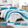 Andency Teal and White Striped Quilt Set Cal King(104x112Inch), 3 Pieces (1 Quilt and 2 Pillowcases) Patchwork Bedspread Coverlet Set, Soft Lightweight Quilted Bedding Set view 4