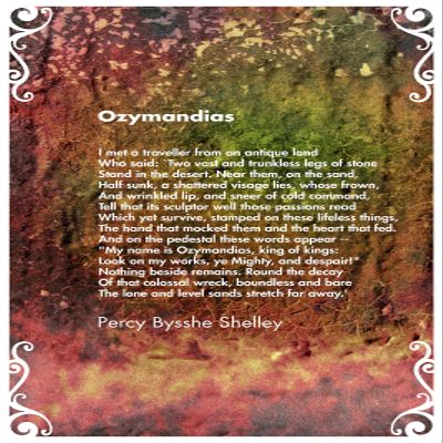 Textured Paper - OZYMANDIAS - Percy Bysshe Shelley Poem - Original Art Print Photo Poster Gift - Size: 12 x 8 Inches