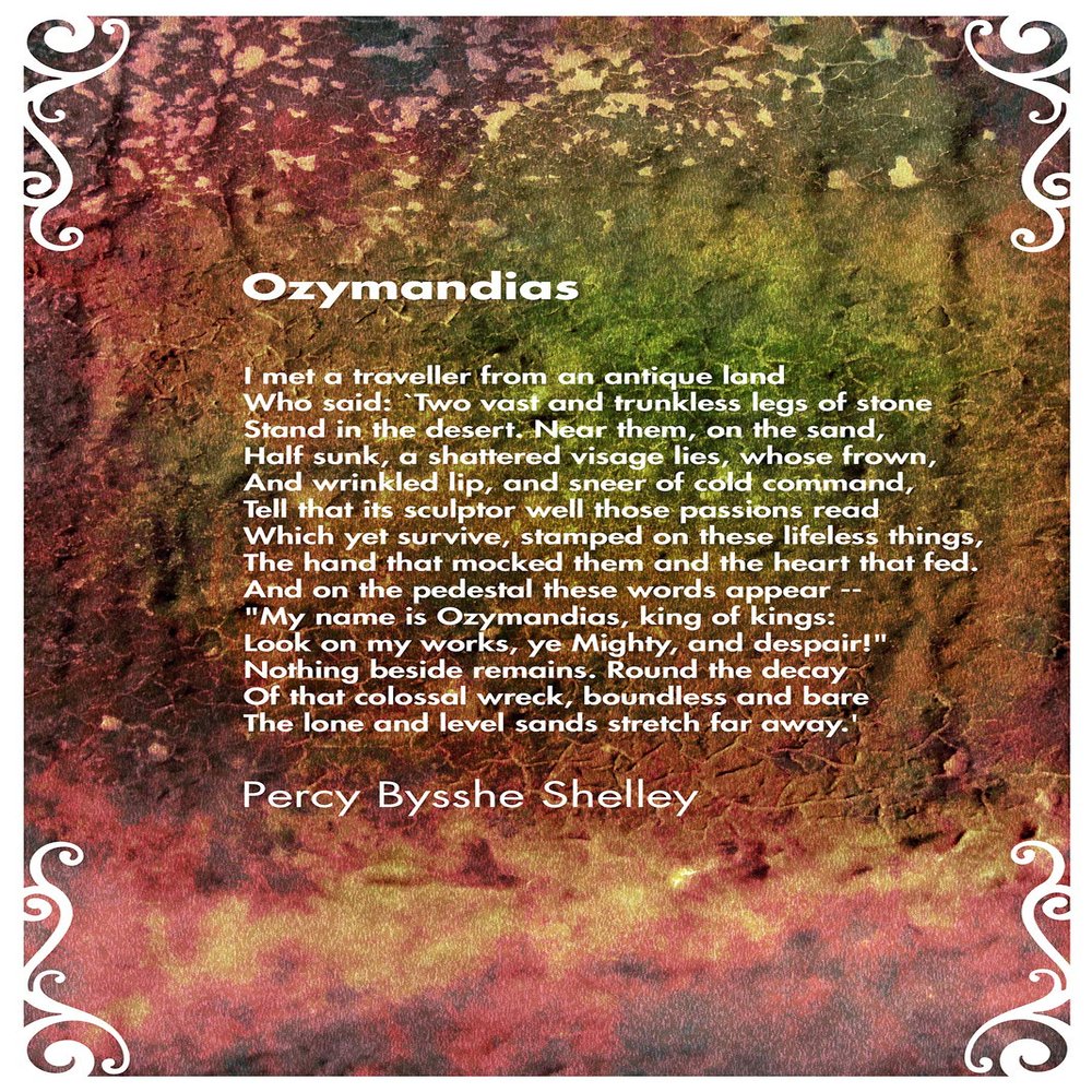 Textured Paper - OZYMANDIAS - Percy Bysshe Shelley Poem - Original Art Print Photo Poster Gift - Size: 12 x 8 Inches