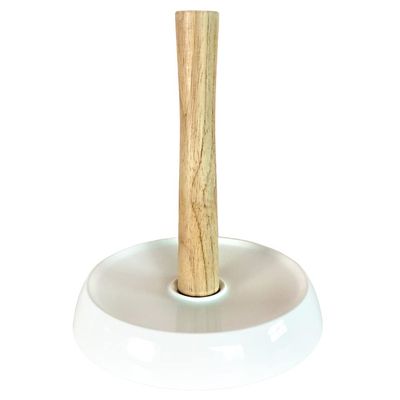 23CM 9inch Stable vertical Tissue rack plastic wrap rack ceramics base Rubberwood Solid wood support Kitchen roll paper storage rack (9)