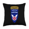 11th Airborne Division Patch & Ranger Tab - Arctic Angels Throw Pillow view 1