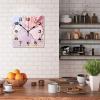 12 Inch Wooden Wall Clock with Metal Hands with Big Numbers Pink And Gold Glitter Texture Square Wood Clock Distressed Antique Style Wall Clock for Kitchen Dining Room Office with Big Numbers view 4