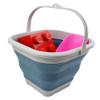 SAMMART 5.5L Set of 2 Collapsible Square Handy Bucket/Foldable SquareWater Pail/Portable Tub with Handle. (Slate Grey + Steel Blue) view 4